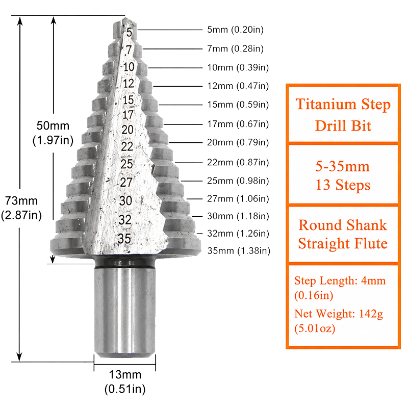 Natural Straight Flute Step Drill