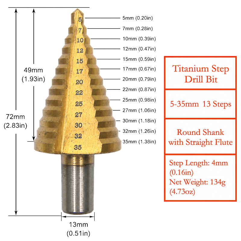 Natural Straight Groove Step Drill