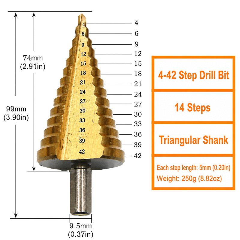 Titanium-coated straight shank step drill